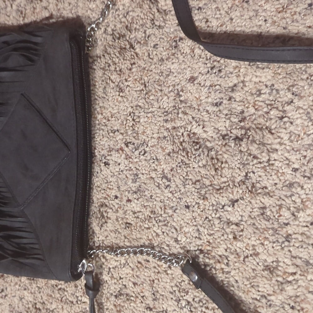 Fringe Black Faux Leather Crossbody Bag - Picture 10 of 16